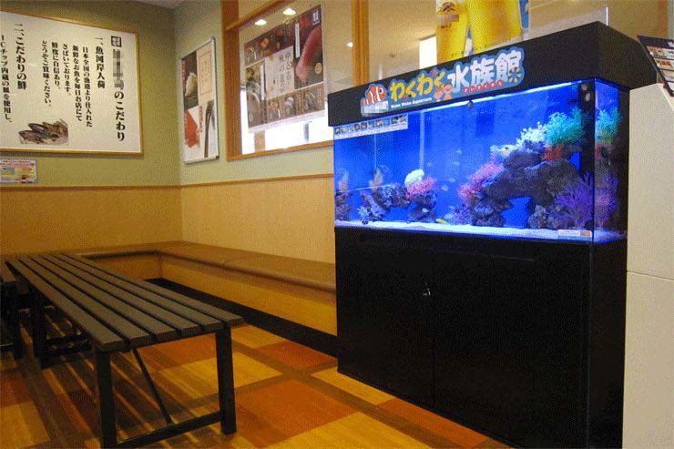 飲食店 待合スペース 120cm海水魚水槽 レンタル事例 水槽画像3