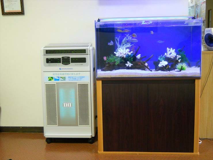 東京都羽村市 病院様 90cm淡水魚水槽 設置事例 水槽画像2