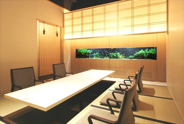 日本料理「魚月」様　150cm淡水魚水槽 リース事例　設置後のサムネイル画像