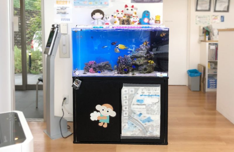 愛知県 なのはな薬局様 水槽レンタル事例 90cm海水魚水槽を設置しました 水槽画像1