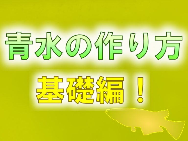 青水の作り方基礎編の文字とメダカのシルエット画像