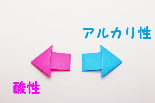 酸性とアルカリ性の文字と左右を指す矢印のイメージ画像