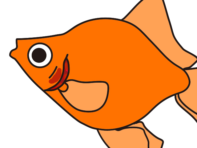 オレンジ色の丸い体をした金魚のイラスト
