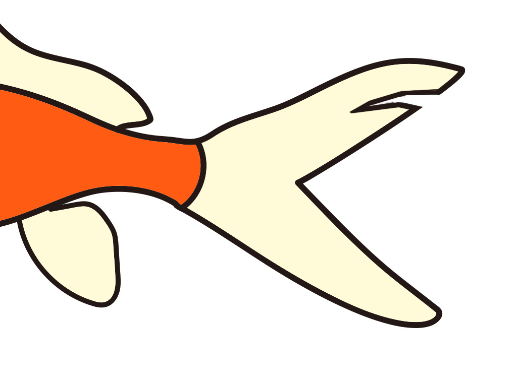 オレンジ色の体と白い尾びれを持つ魚のイラスト